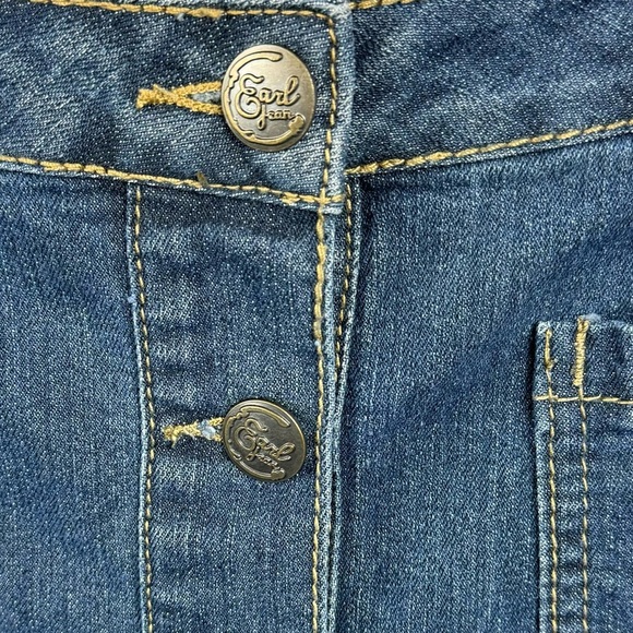 Earl Jeans Dark Blue Button Denim Y2K Mini Skirt with Pockets Plus Size 14 - Picture 5 of 9